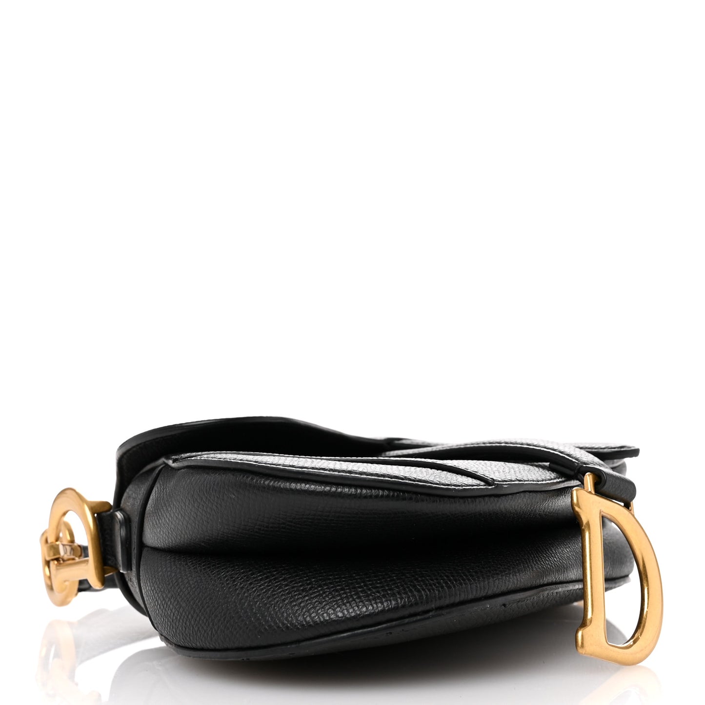 Grained Calfskin Mini Saddle Bag Black