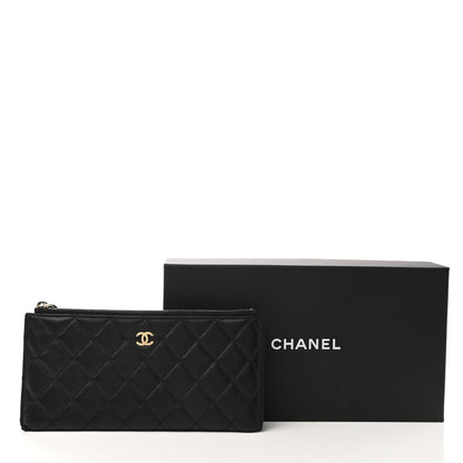 Chanel Lambskin Quilted Zip Pouch Black 9 of 10