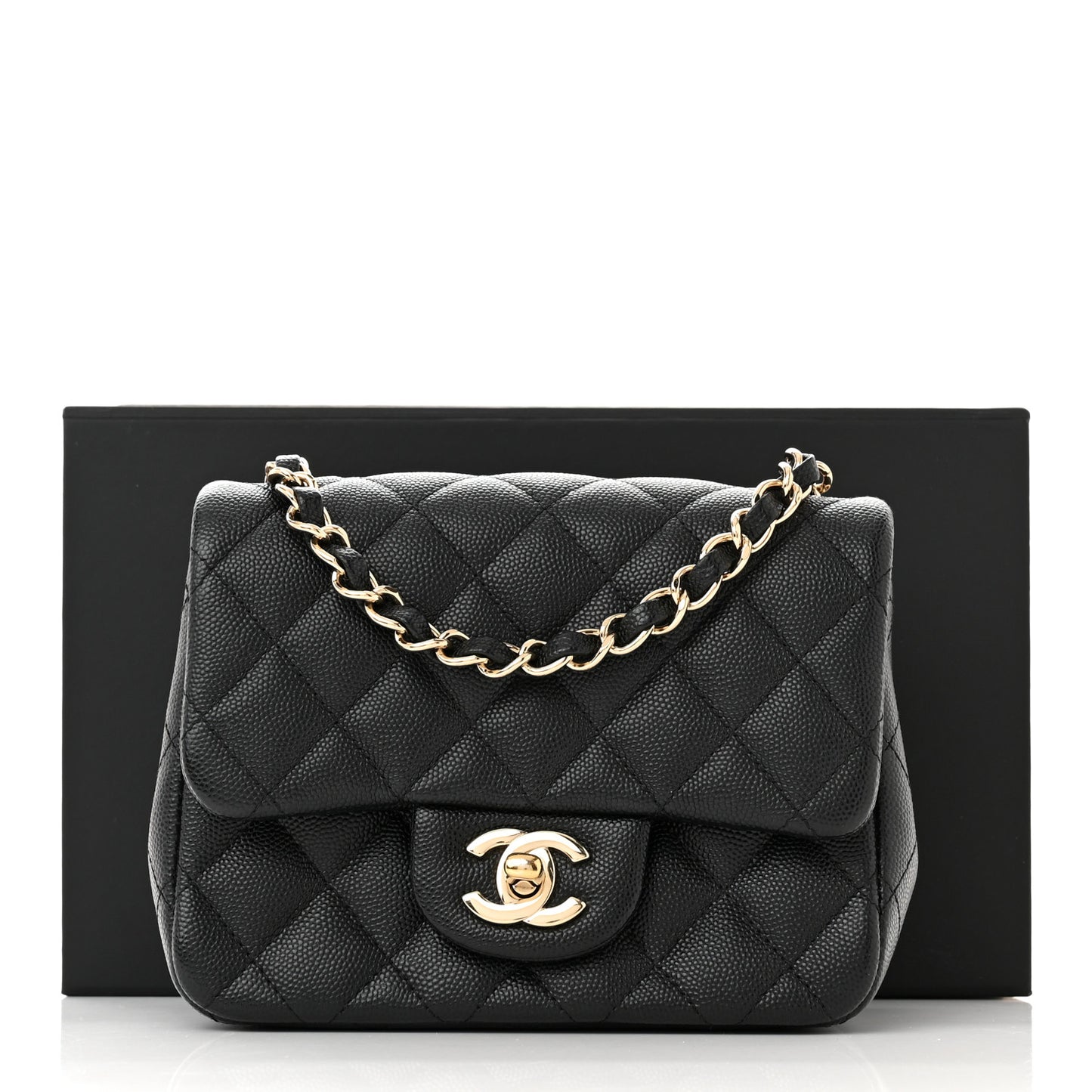 Caviar Quilted Mini Square Flap Black