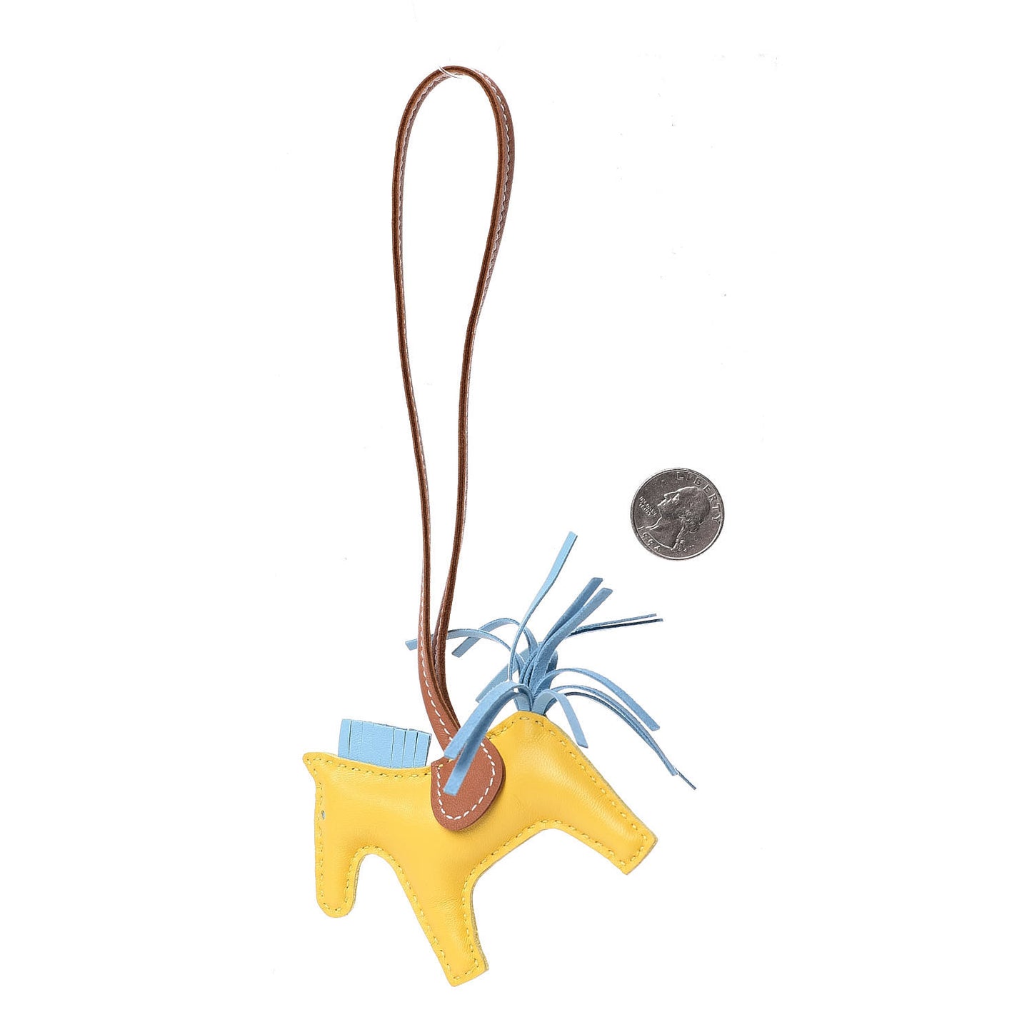Milo Lambskin Grigri Rodeo Horse Bag Charm PM Jaune de Naples Celeste Gold