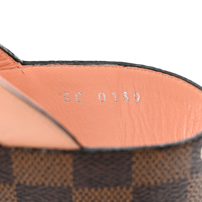 Louis Vuitton Calfskin Damier Ebene Passenger Heeled Sandals 37 6 of 9