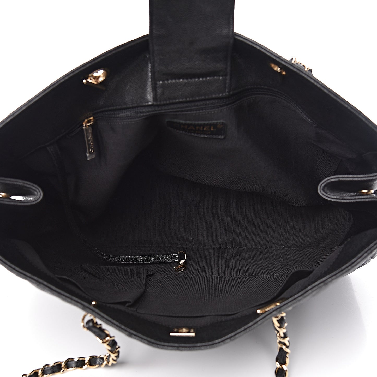 Caviar Quilted Large Shopping Tote Black