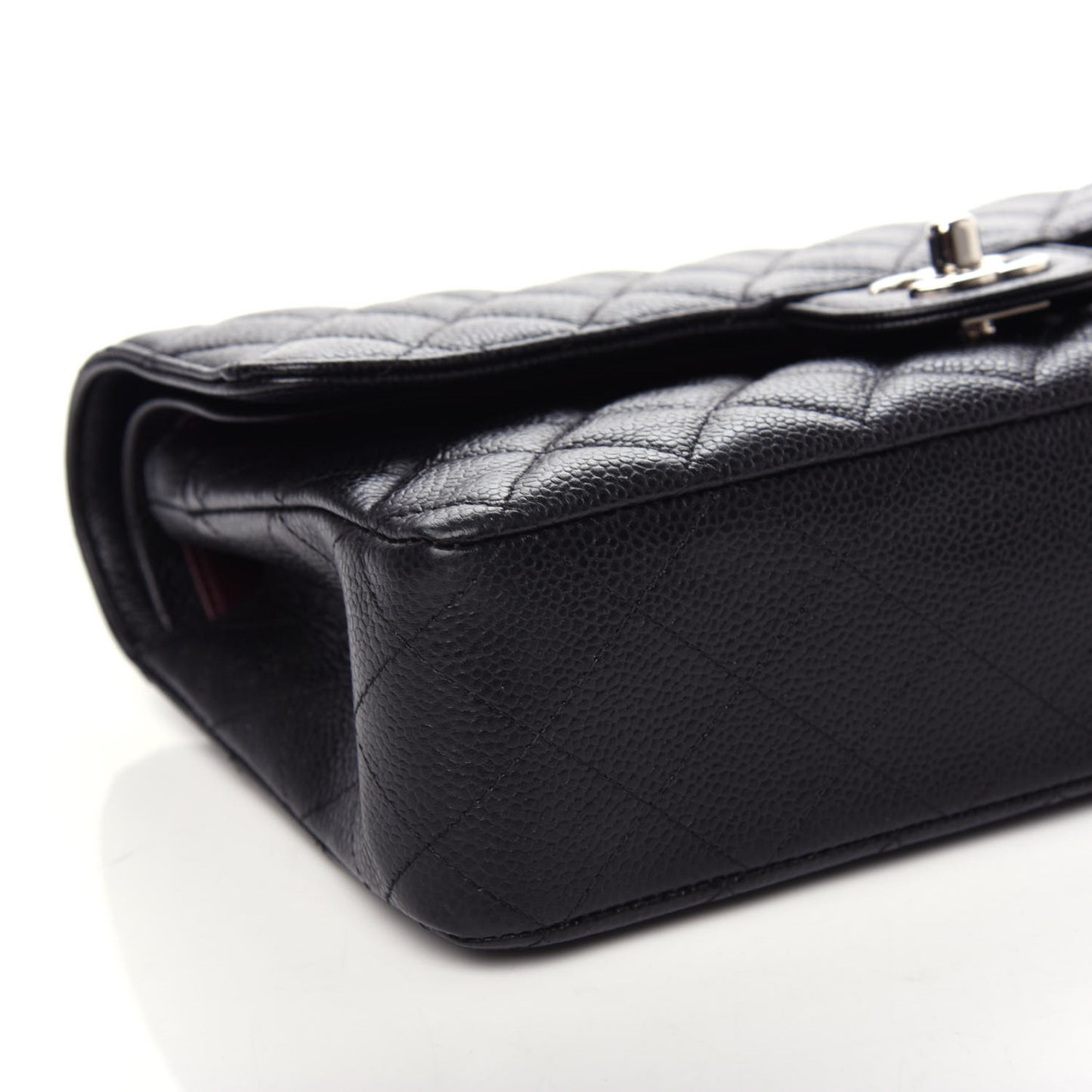 Caviar Quilted Medium Double Flap Black