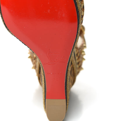 Christian Louboutin Veau Velours Rio Lepord Print Madmonica 120 Wedge Sandals 38 Carmel 6 of 7