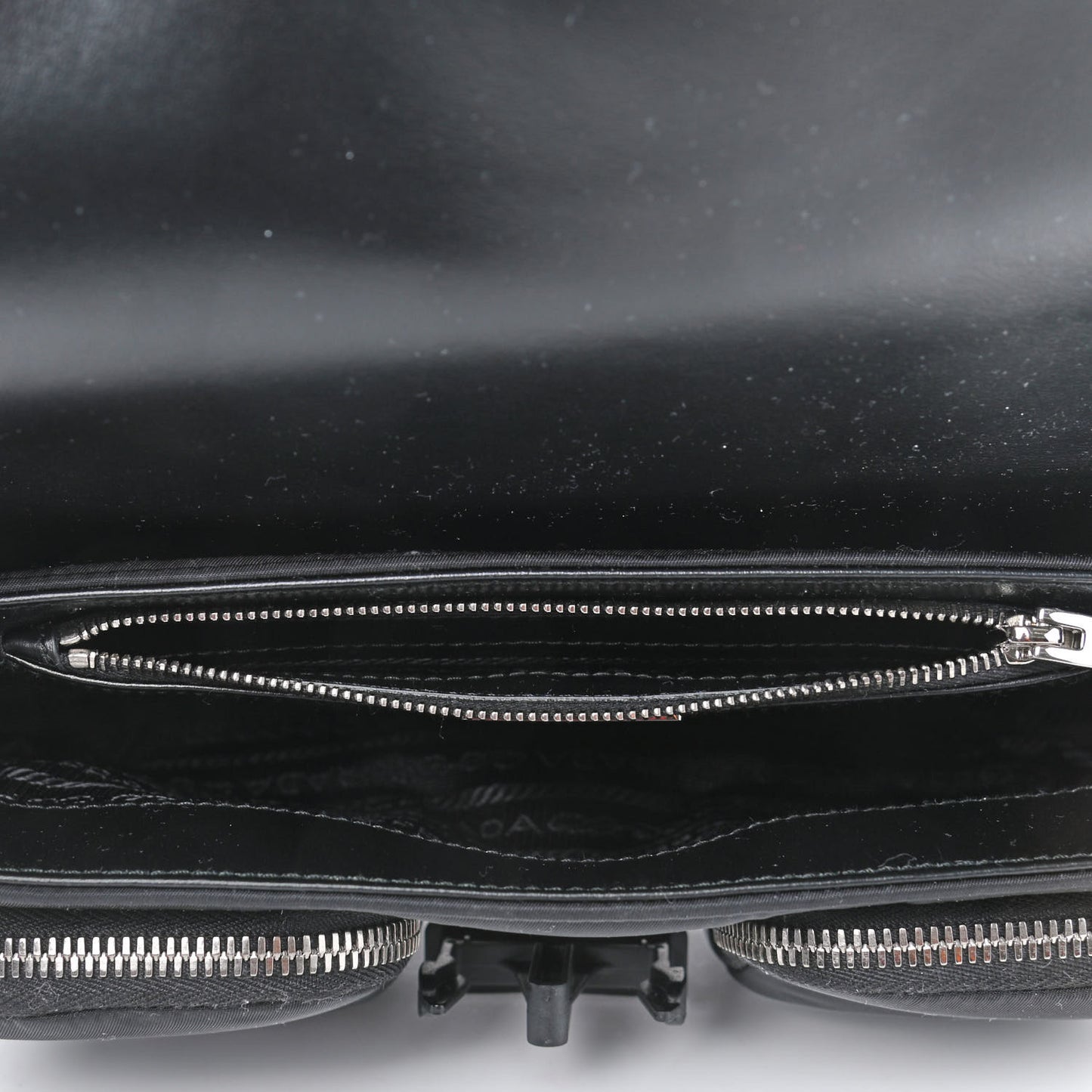 Re-Nylon Spazzolato Double Pocket Buckle Shoulder Bag Black