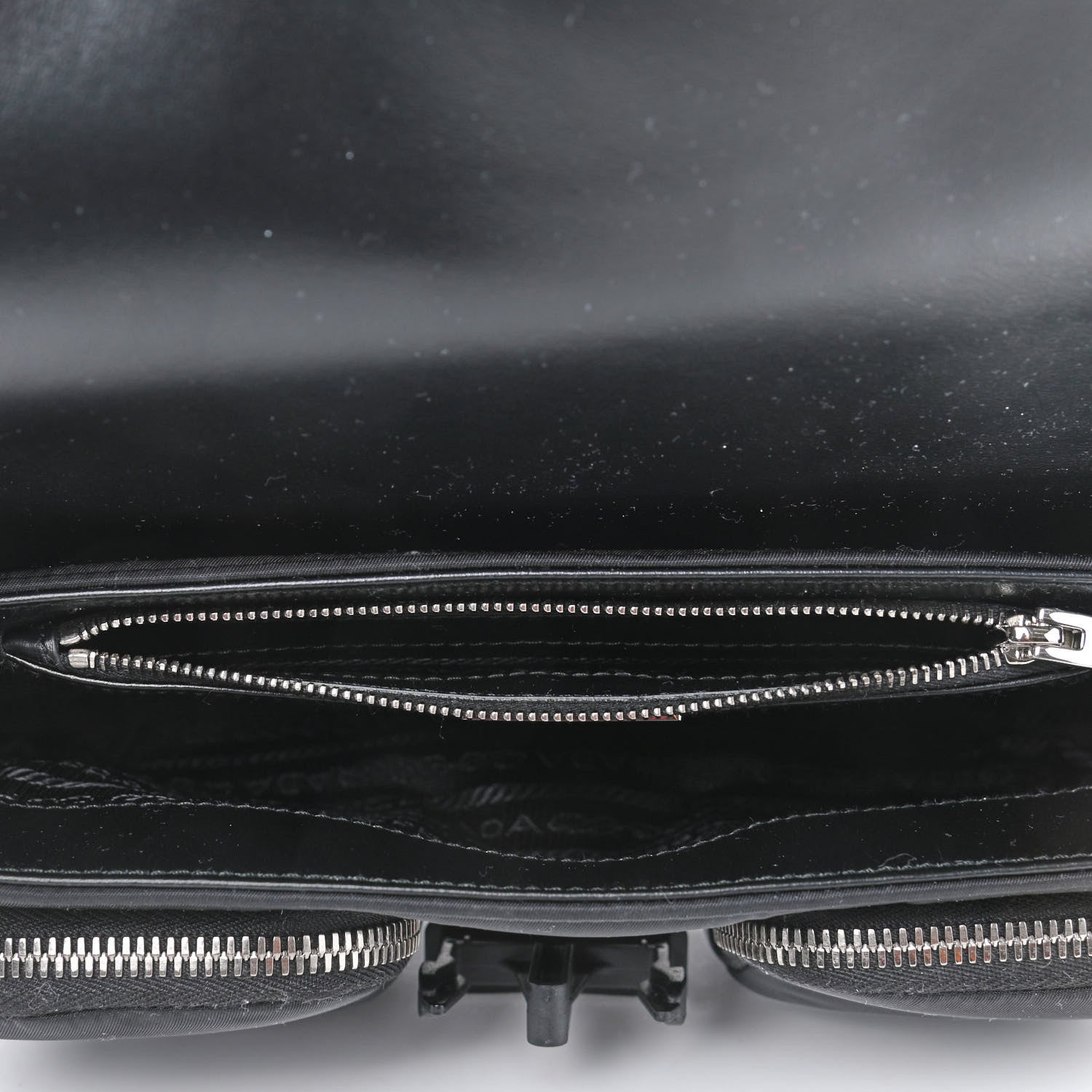 Prada Re-Nylon Spazzolato Double Pocket Buckle Shoulder Bag Black 4 of 4
