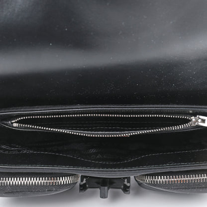 Prada Re-Nylon Spazzolato Double Pocket Buckle Shoulder Bag Black 4 of 4