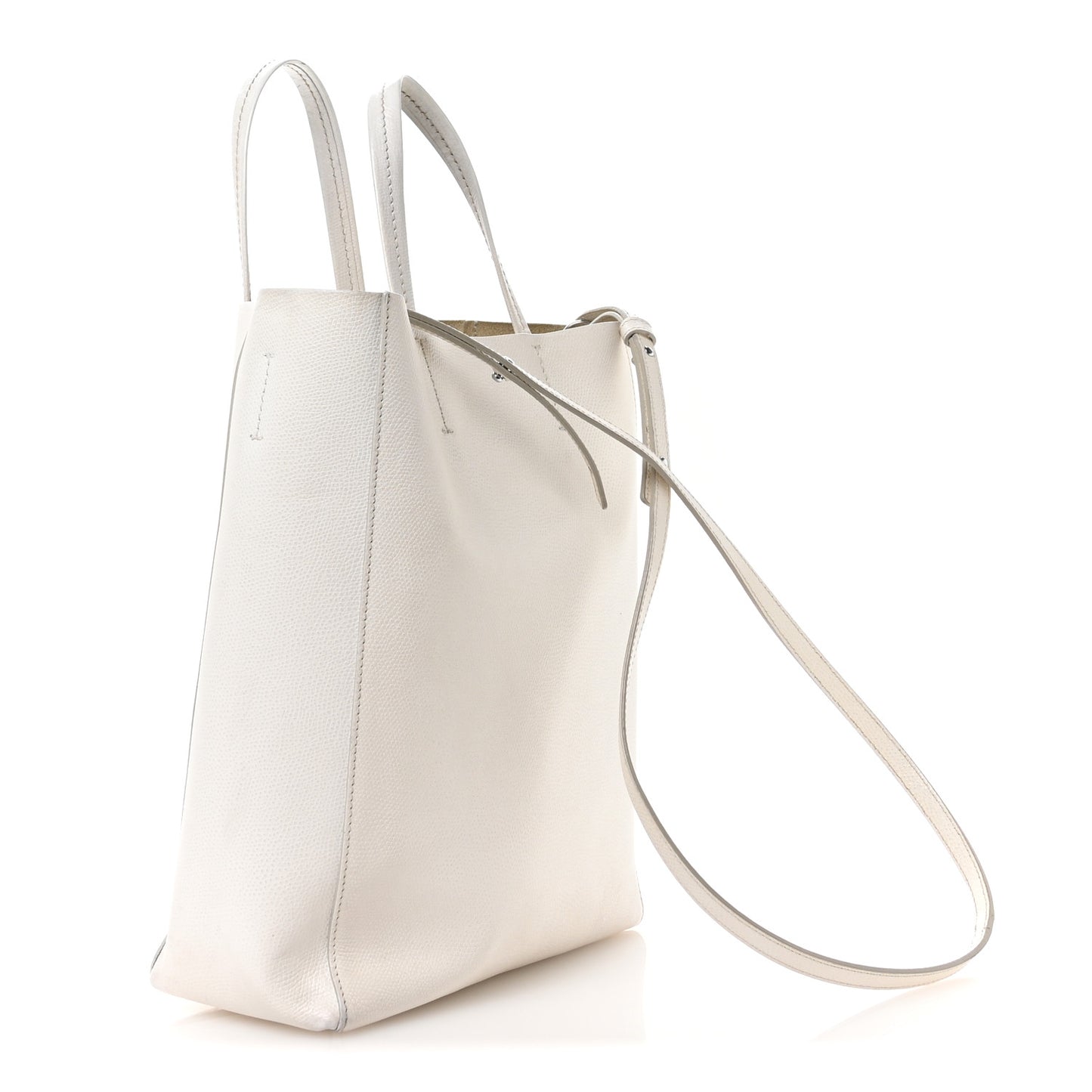 Grained Calfskin Small Vertical Cabas Cream