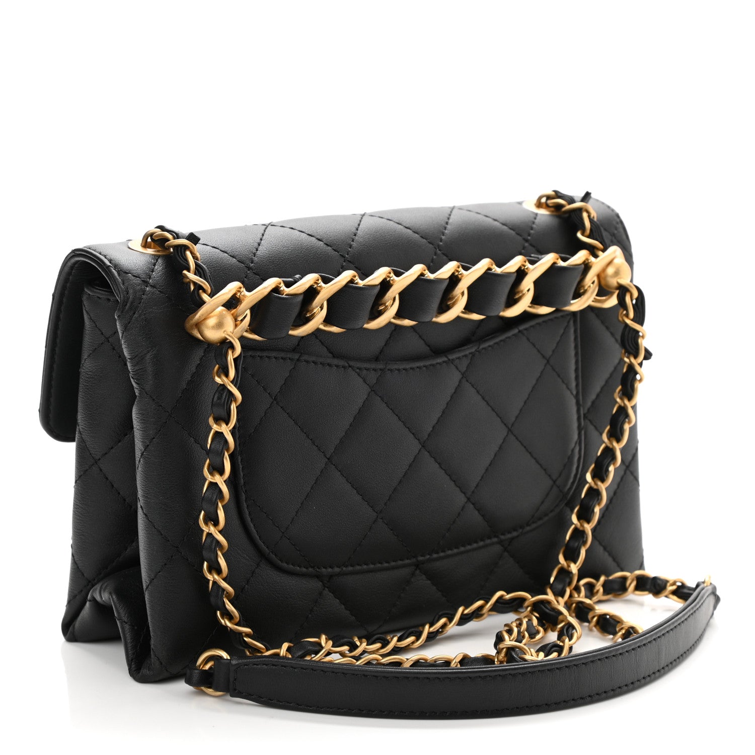 Chanel Lambskin Quilted Small Chain Flap Black 2 of 6