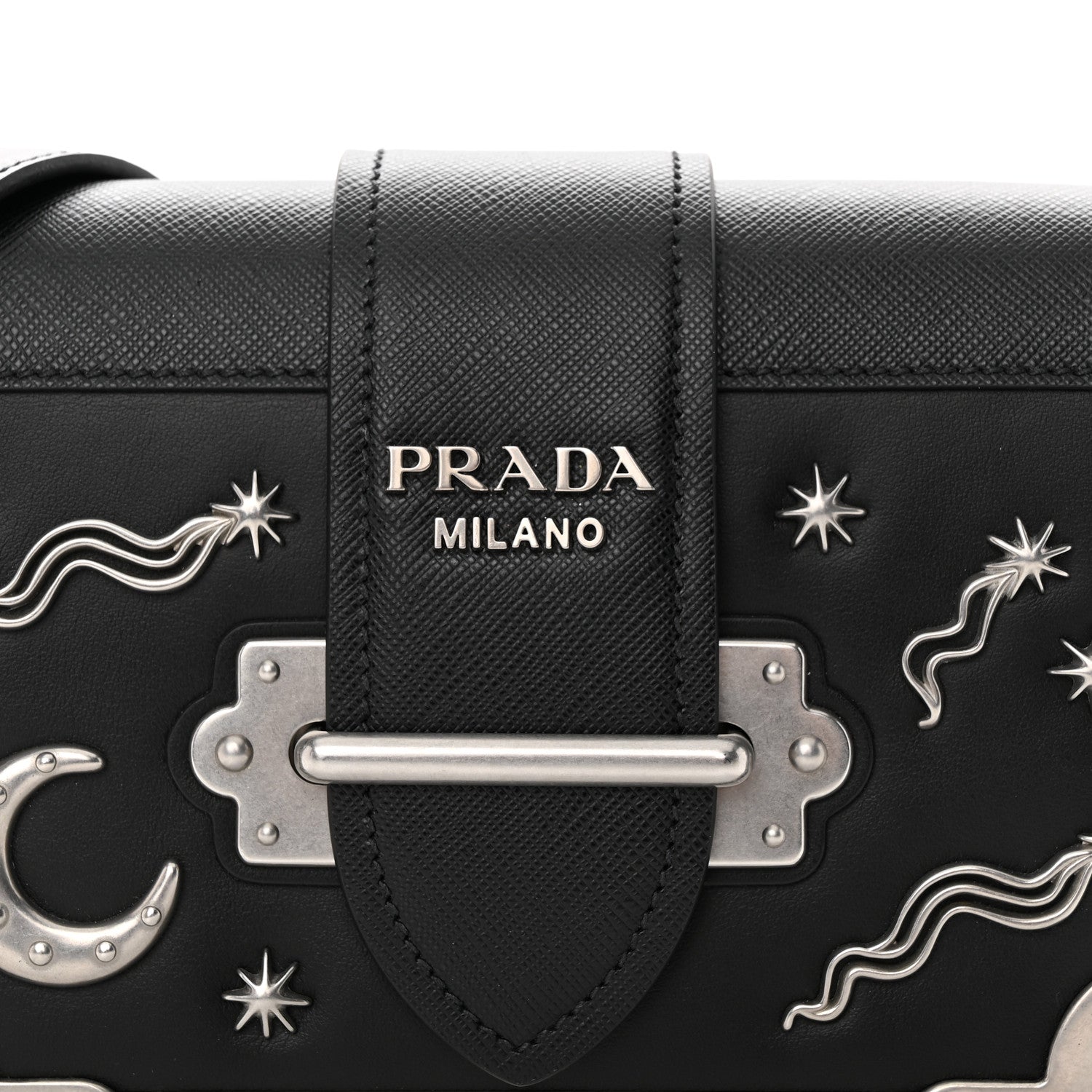 Prada City Calf Saffiano Cahier Astrology Bag Black 7 of 9