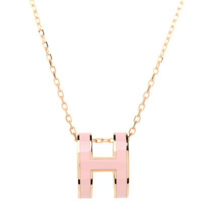 Hermes Lacquered Rose Gold Pop H Pendant Necklace Rose Dragee 4 of 5
