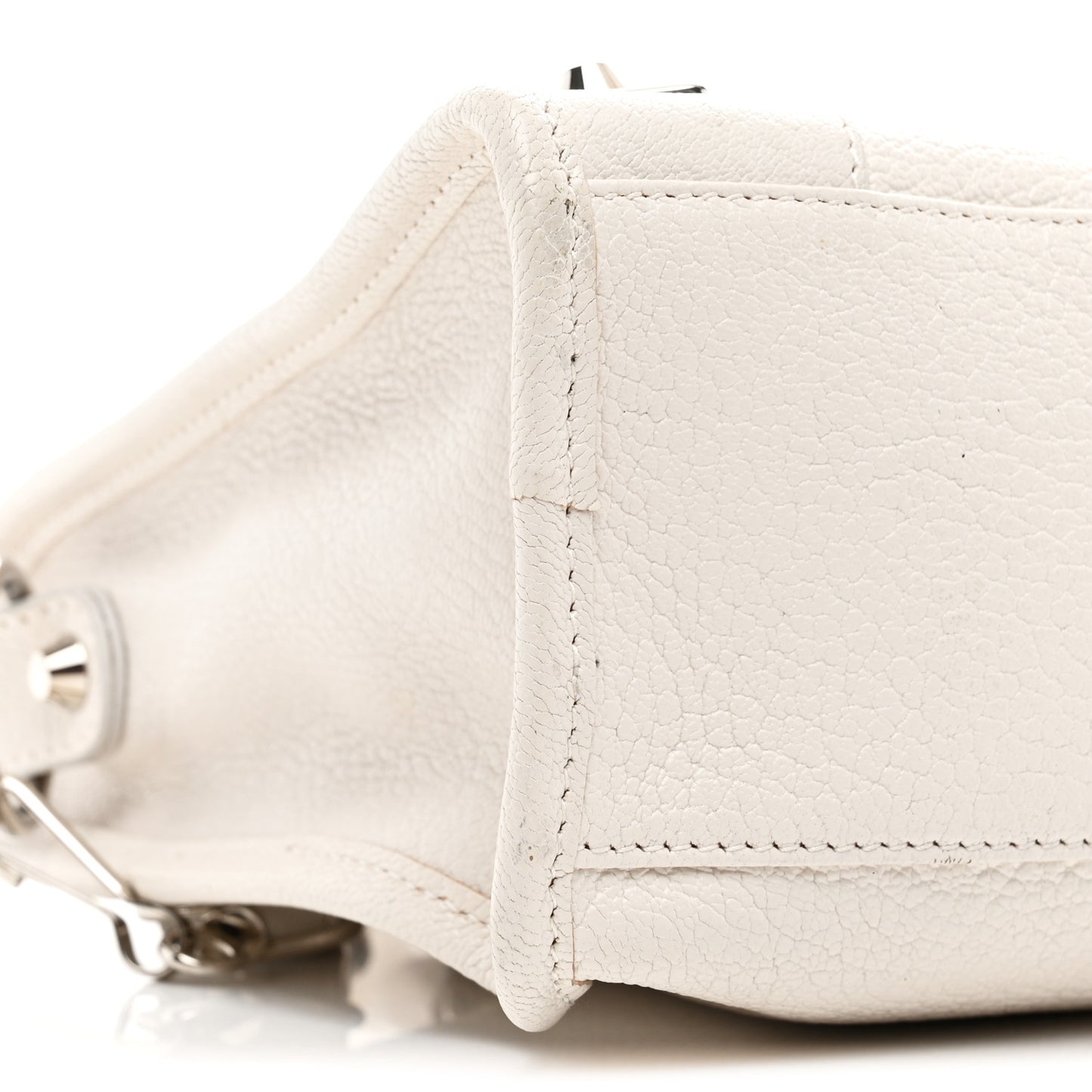 Chevre Silver Metallic Edge Hardware S City White