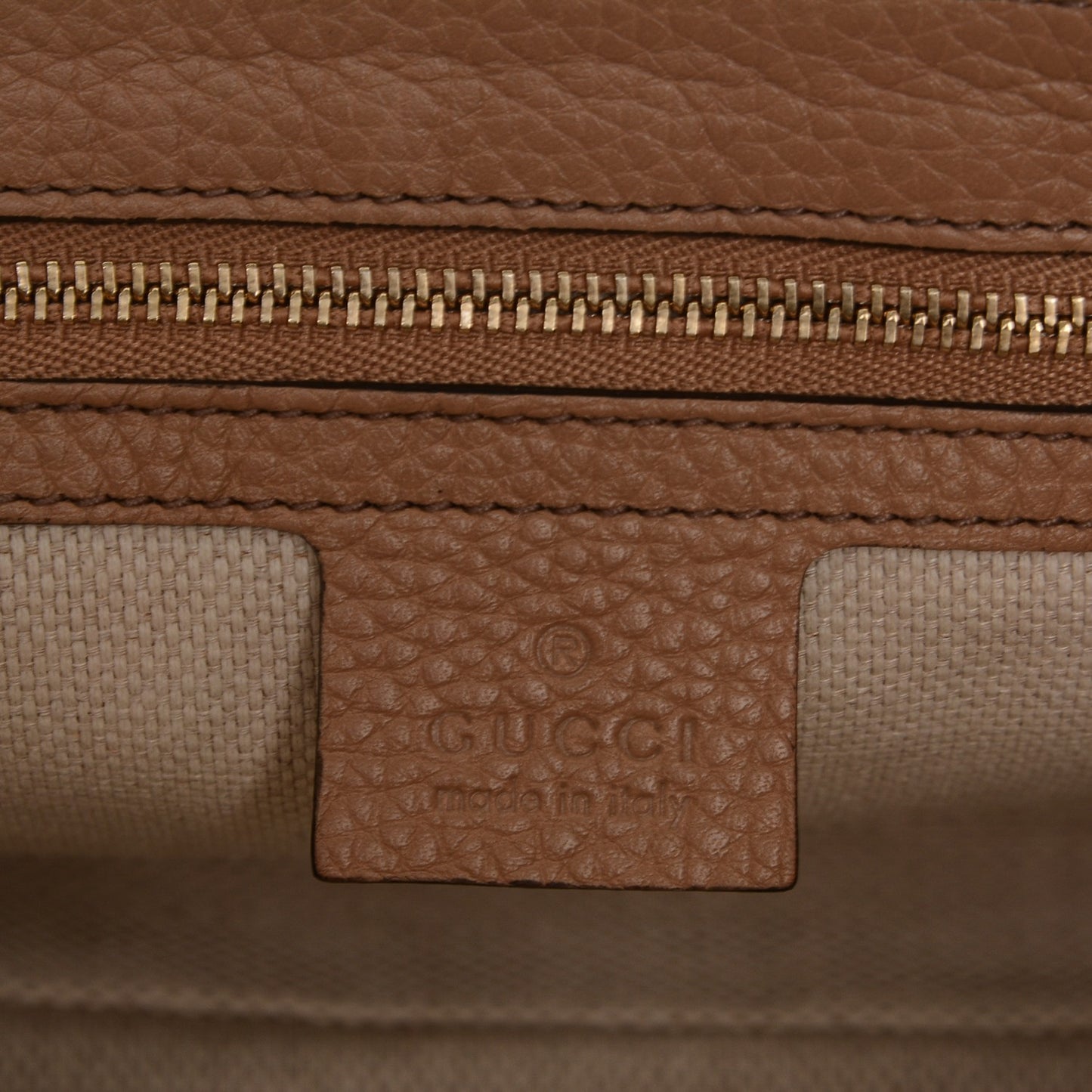 Pebbled Calfskin Medium Soho Flap Crossbody Camelia