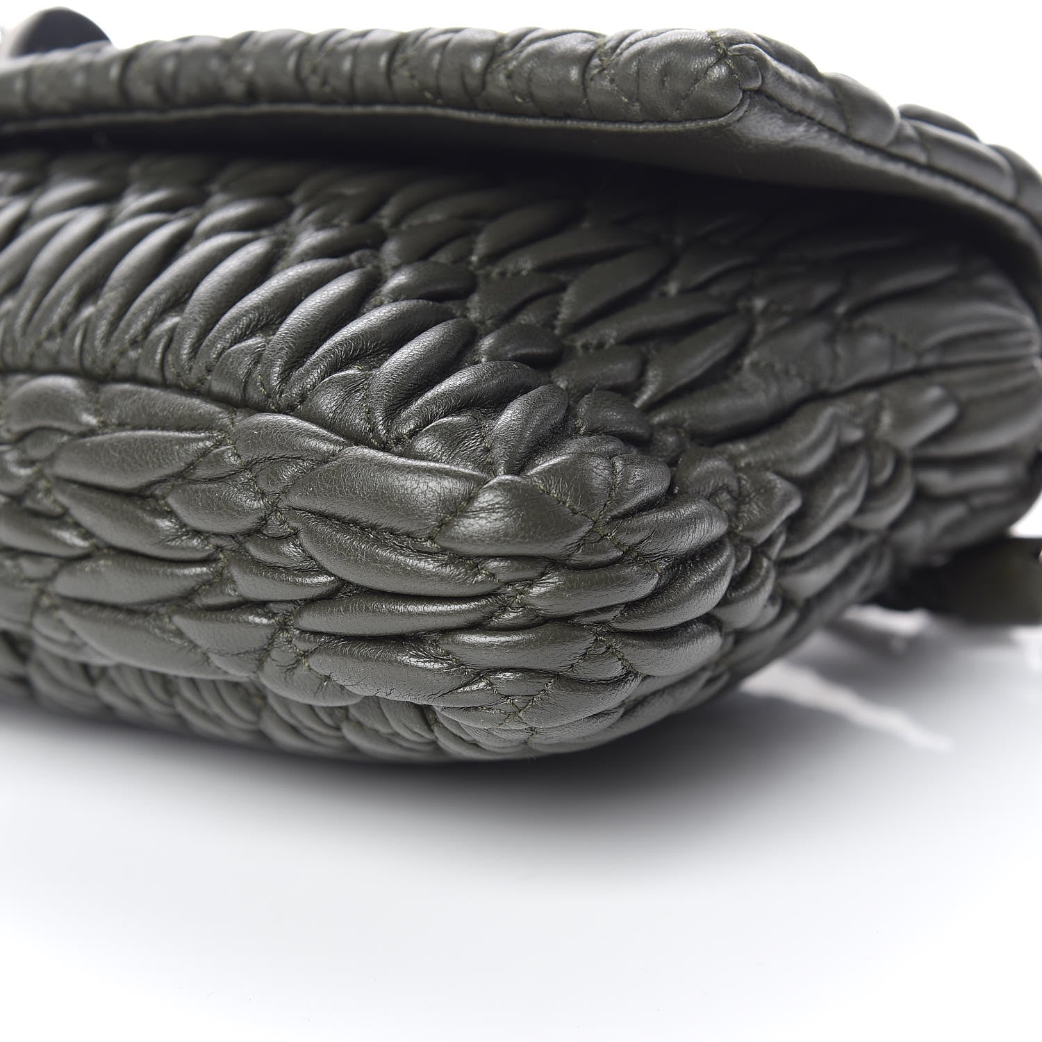 Miu Miu Nappa Matelasse Crystal Flap Clutch Dark Green 9 of 9