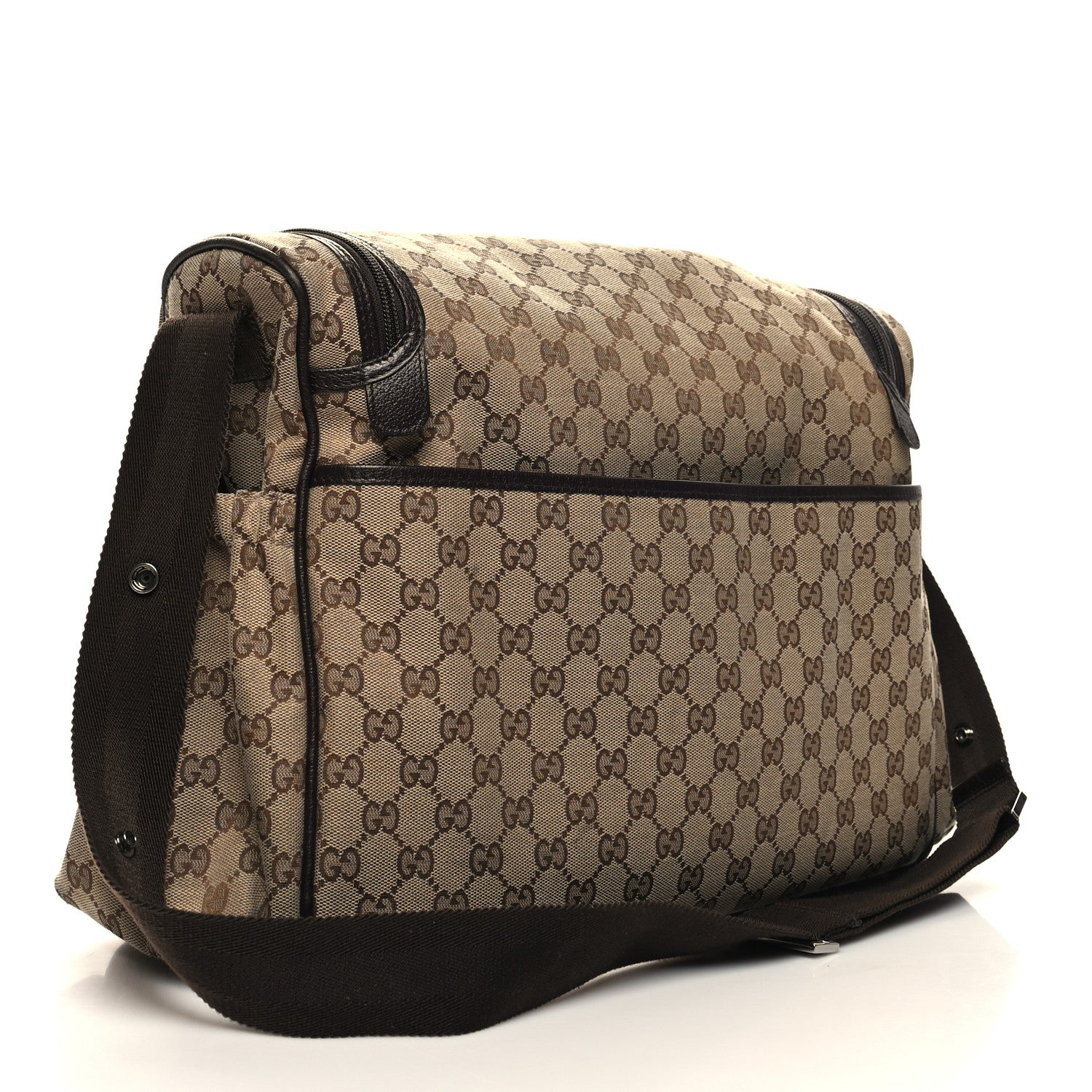 Gucci Monogram Natural Pigskin Large Diaper Bag Beige Ebony Cocoa Dark Chocolate 3 of 12