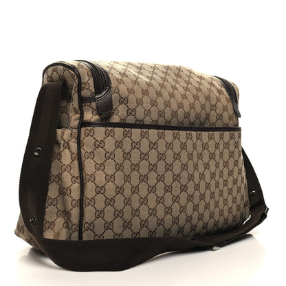 Gucci Monogram Natural Pigskin Large Diaper Bag Beige Ebony Cocoa Dark Chocolate 3 of 12