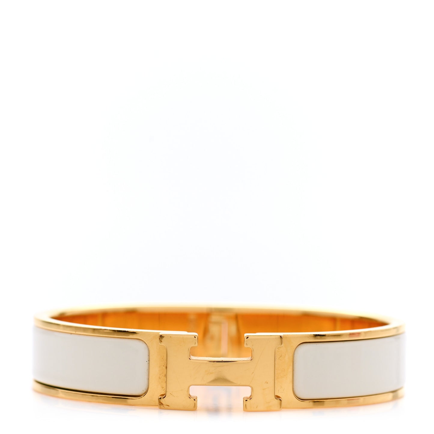 Enamel Narrow Clic Clac H Bracelet PM White