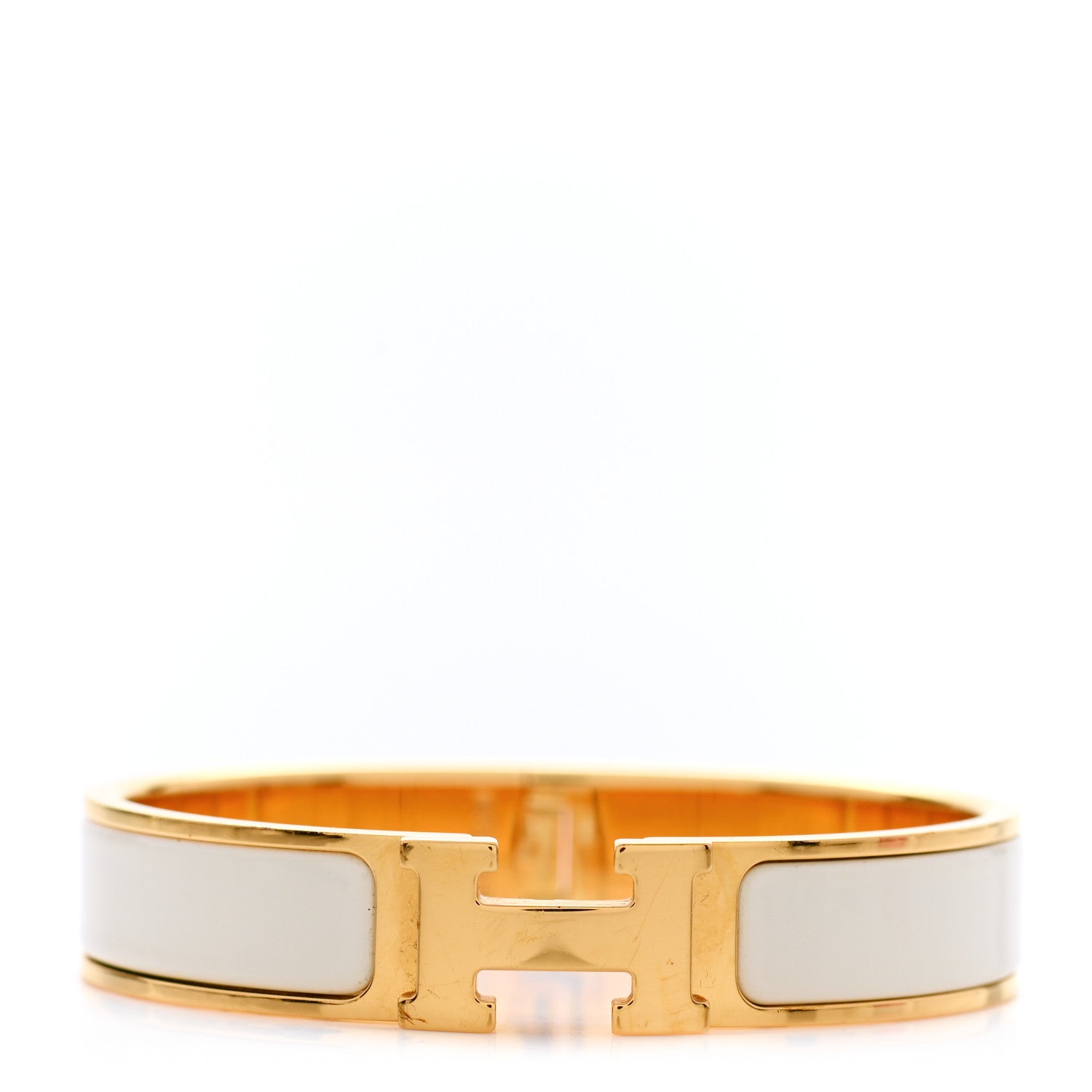 Hermes Enamel Narrow Clic Clac H Bracelet PM White 1 of 4