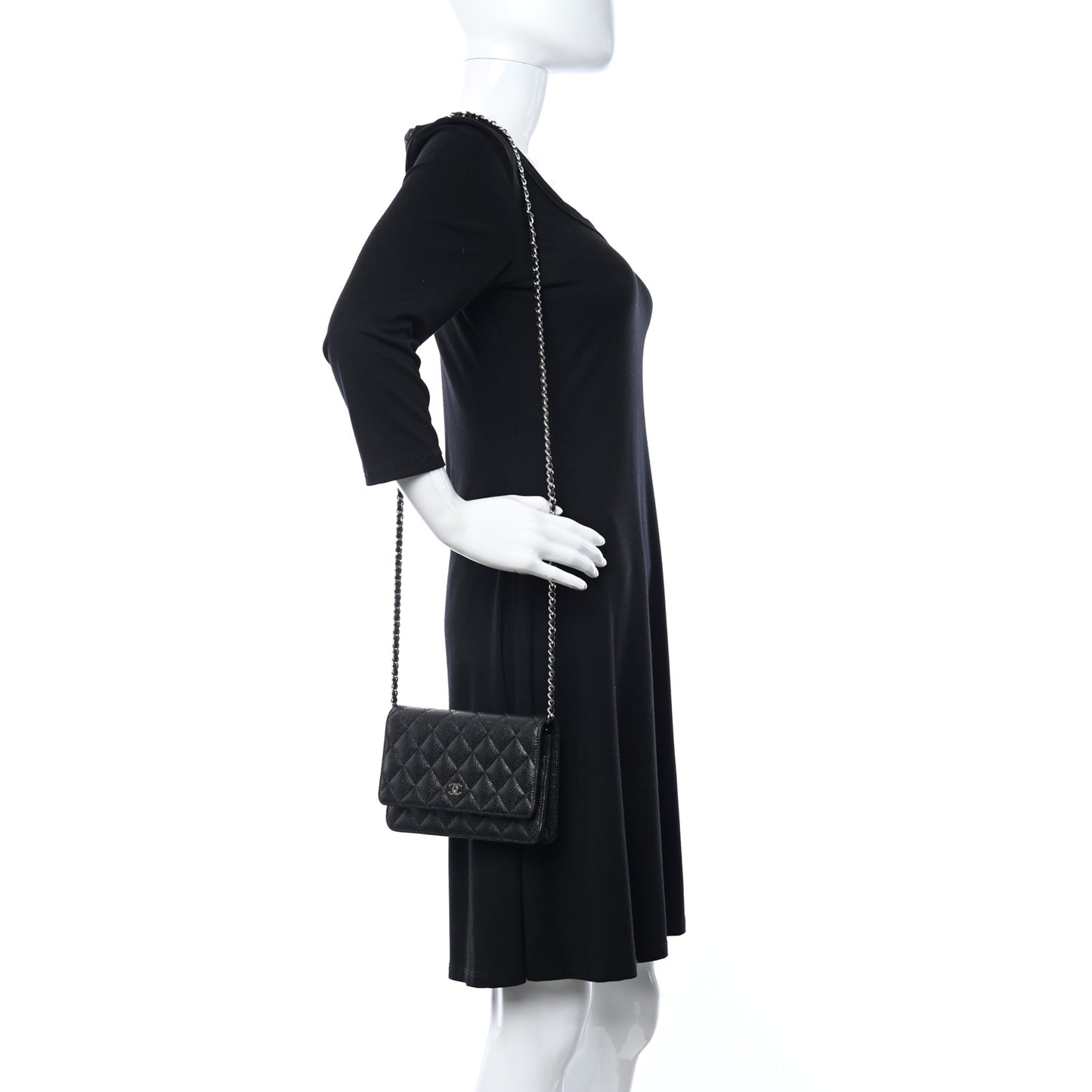 Caviar Quilted Wallet On Chain WOC Black