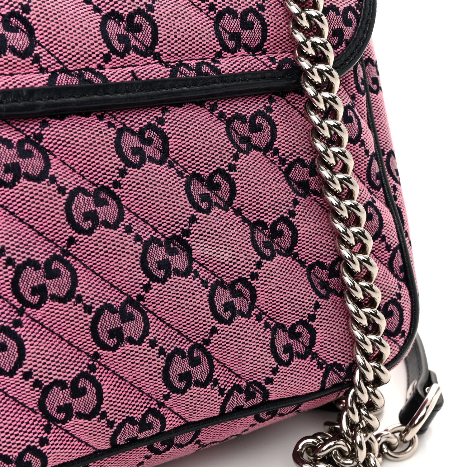 Gucci Monogram Multicolor Matelasse Diagonal Small GG Marmont Shoulder Bag Pink Blue 23 of 25