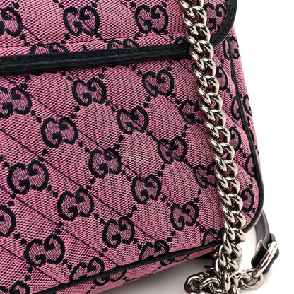 Gucci Monogram Multicolor Matelasse Diagonal Small GG Marmont Shoulder Bag Pink Blue 23 of 25