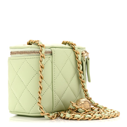 Chanel Lambskin Quilted Pearl Crush Mini Vanity Case With Chain Light Green 3 of 10