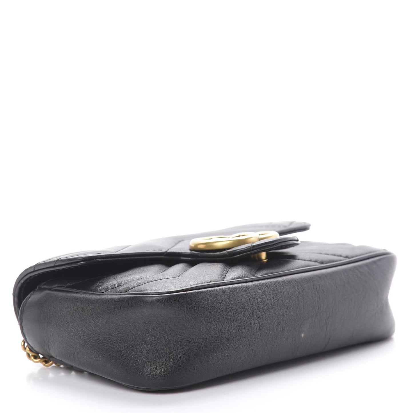 Calfskin Matelasse Super Mini GG Marmont Shoulder Bag Black