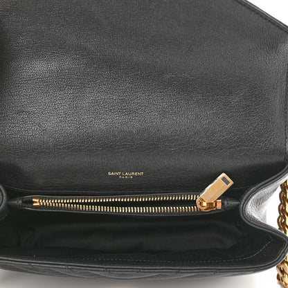 Saint Laurent Sheepskin Matelasse Chevron Monogram Medium College Bag Black 5 of 11