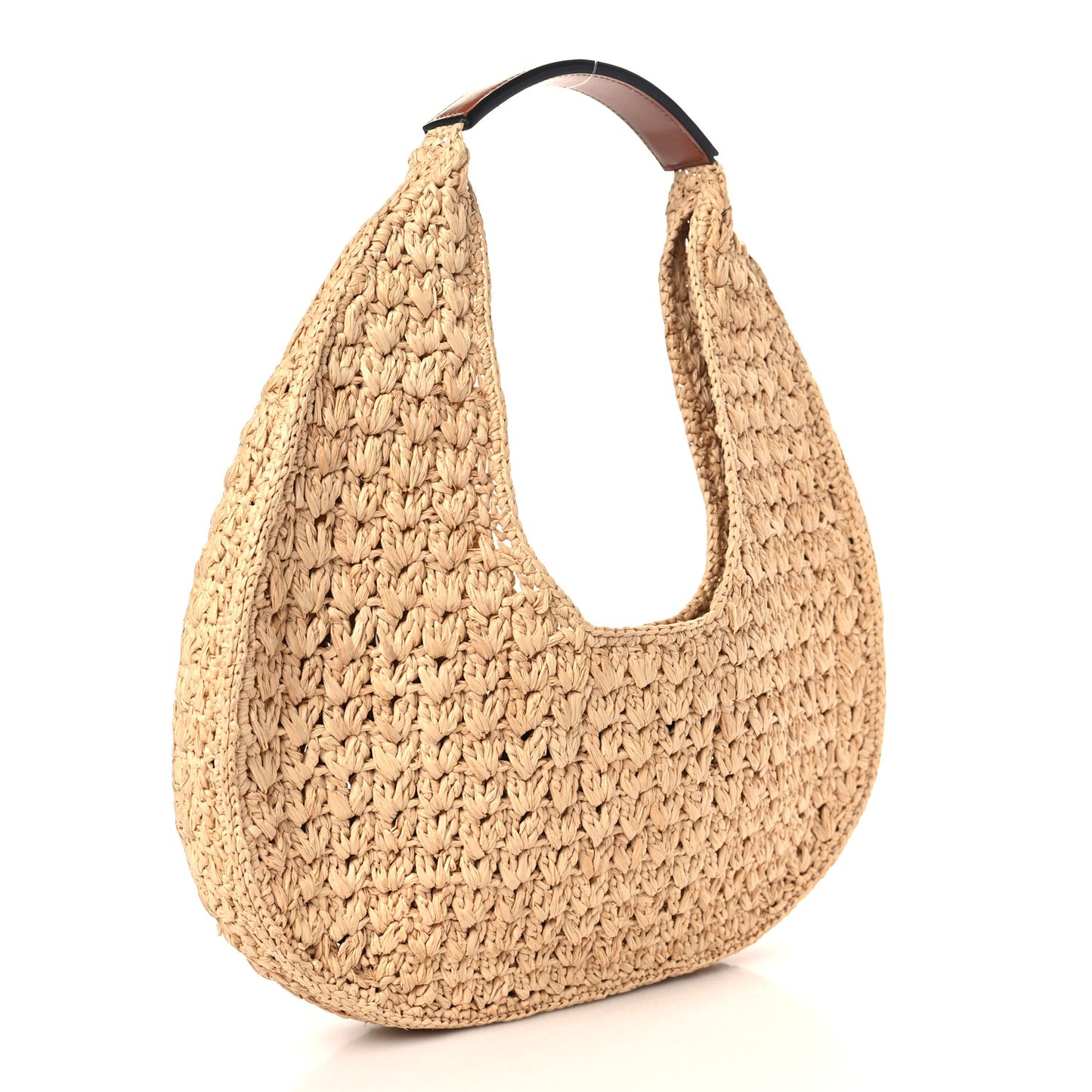 Raffia Calfskin Triomphe Panier Hobo Bag Natural Tan