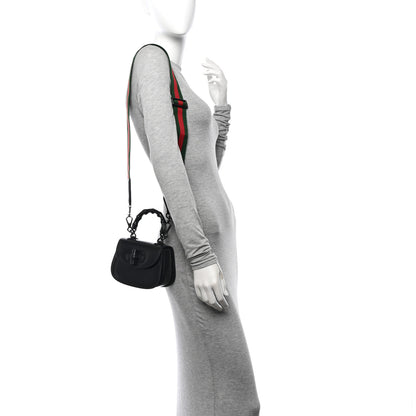 Gucci Boarded Dyana Lux Calfskin Web Monochrome Mini Bamboo 1947 Top Handle Bag Black 2 of 14