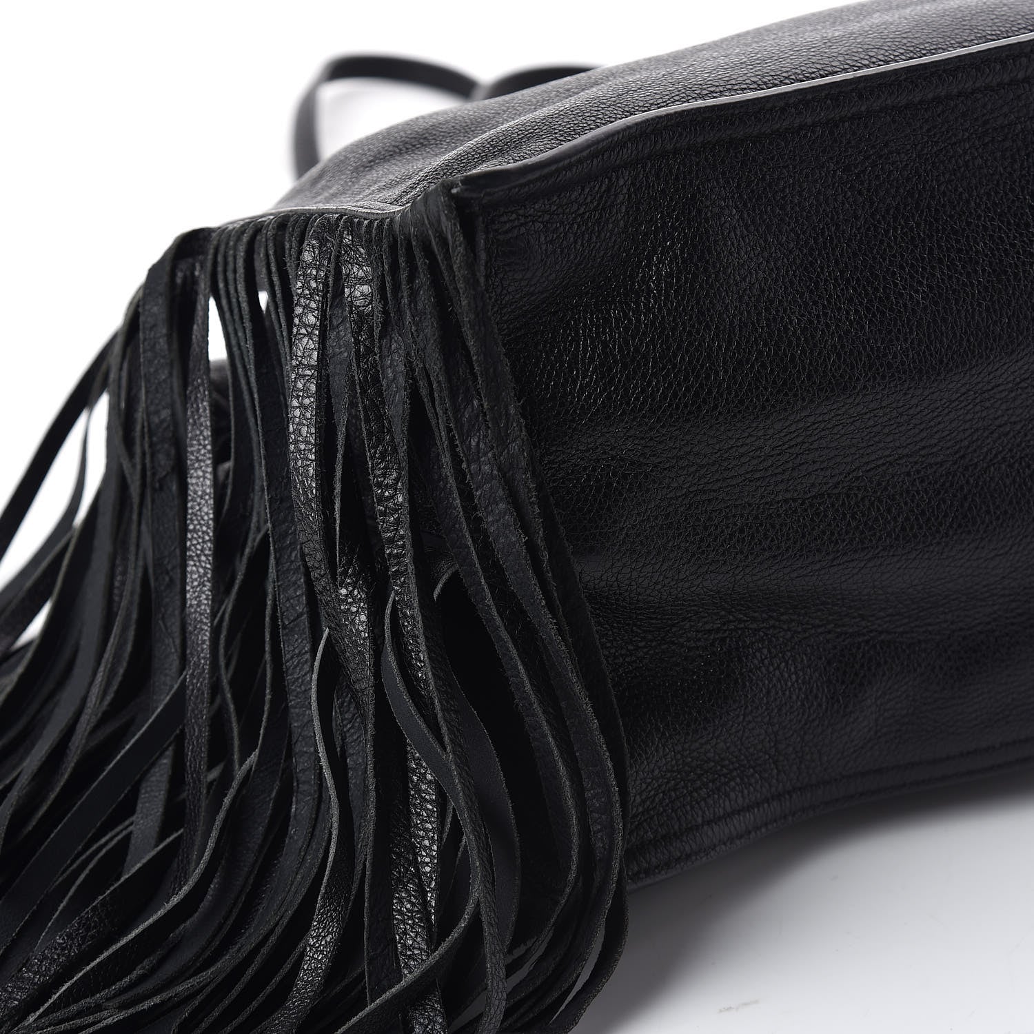 Prada Glace Calfskin Etiquette Fringe Shoulder Bag Black Astrale 11 of 13
