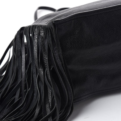 Prada Glace Calfskin Etiquette Fringe Shoulder Bag Black Astrale 11 of 13