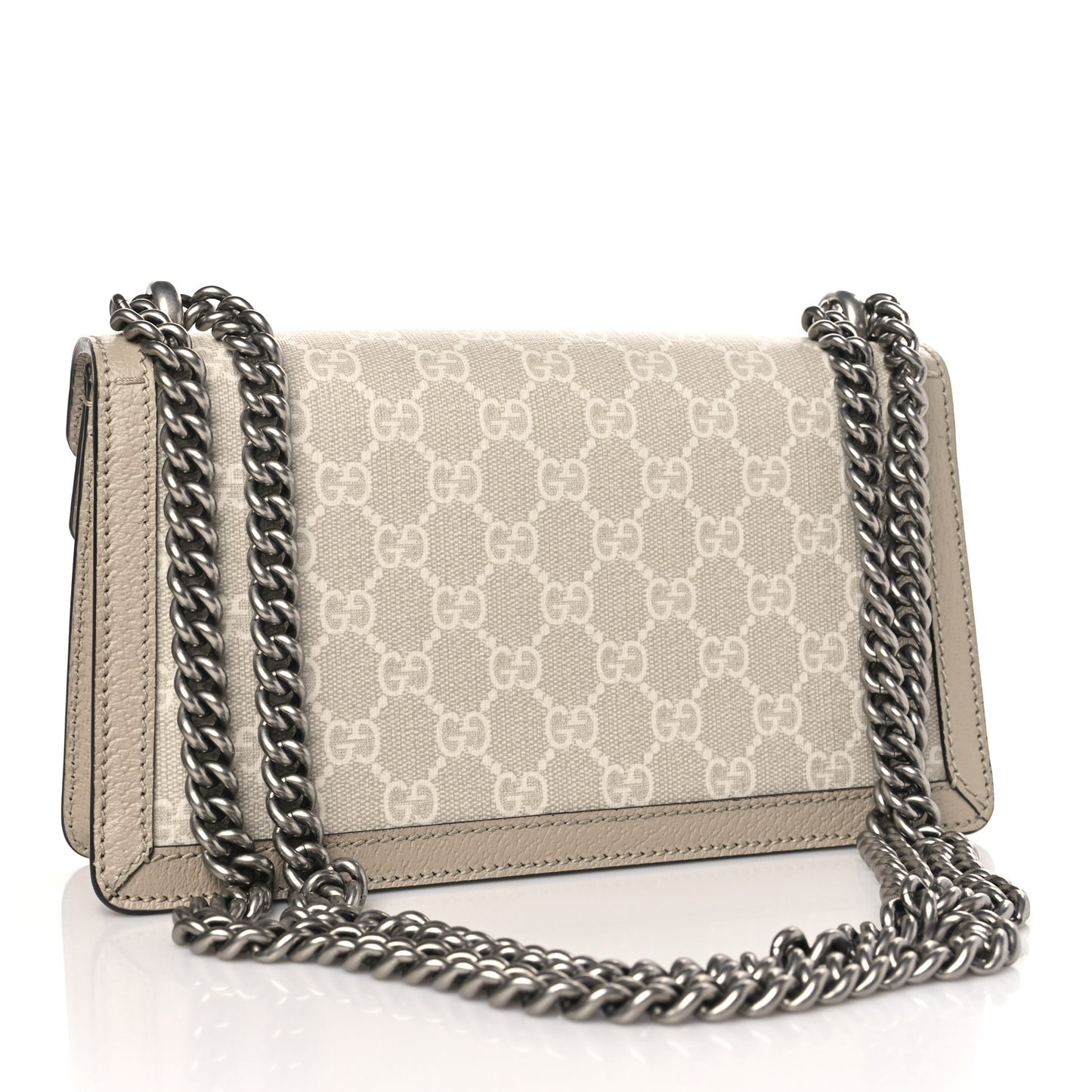 GG Supreme Monogram Textured Dollar Calfskin Small Rectangular Dionysus Shoulder Bag Beige Mystic White Oatmeal