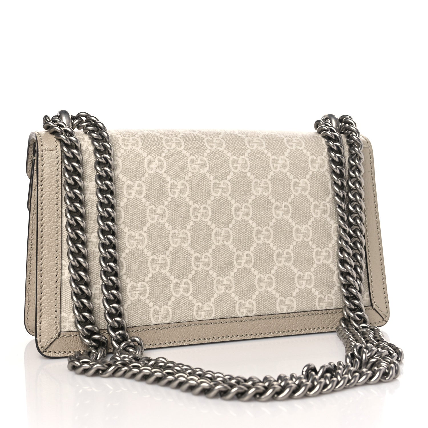 Gucci GG Supreme Monogram Textured Dollar Calfskin Small Rectangular Dionysus Shoulder Bag Beige Mystic White Oatmeal 3 of 10