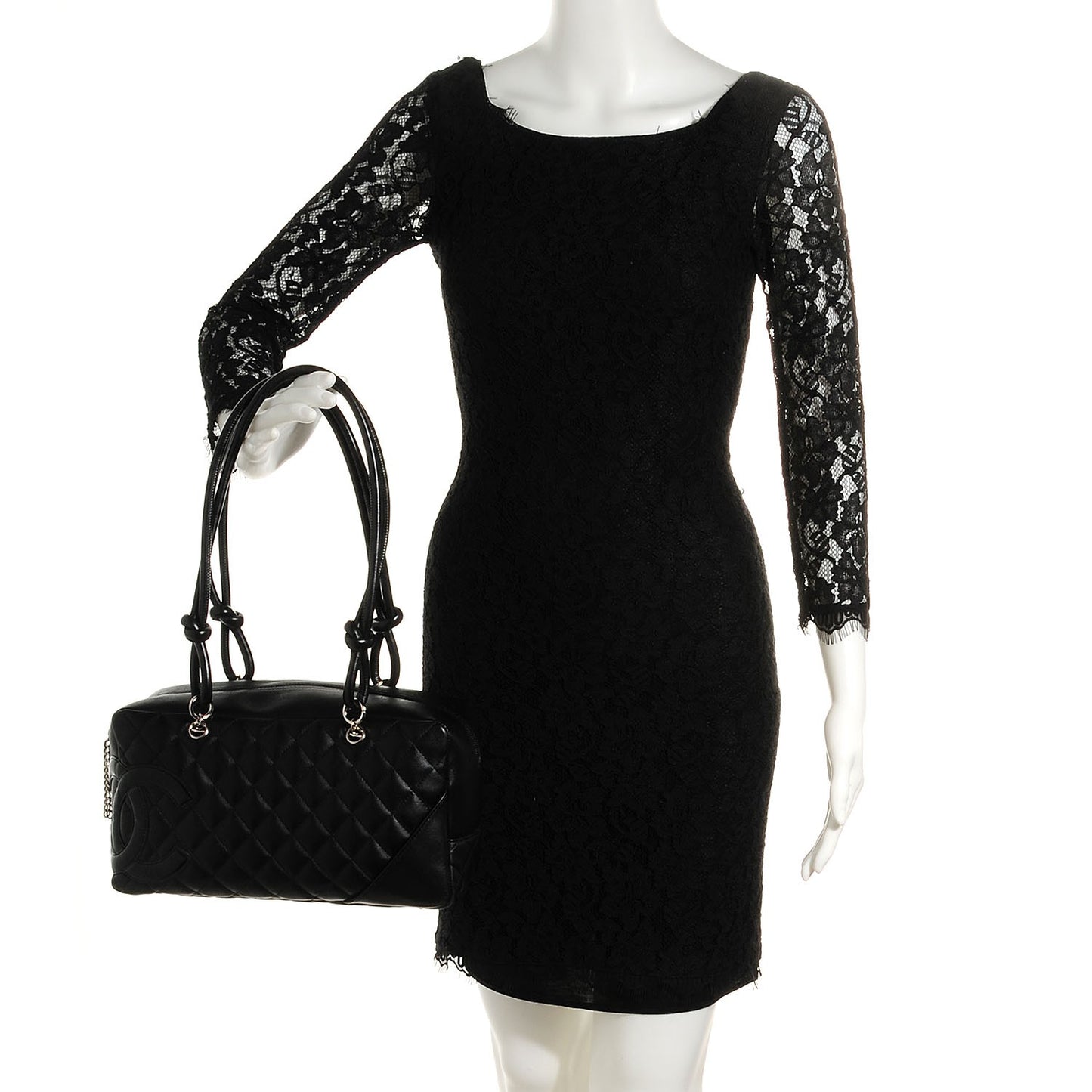 Calfskin Quilted Large Cambon Bowler Black