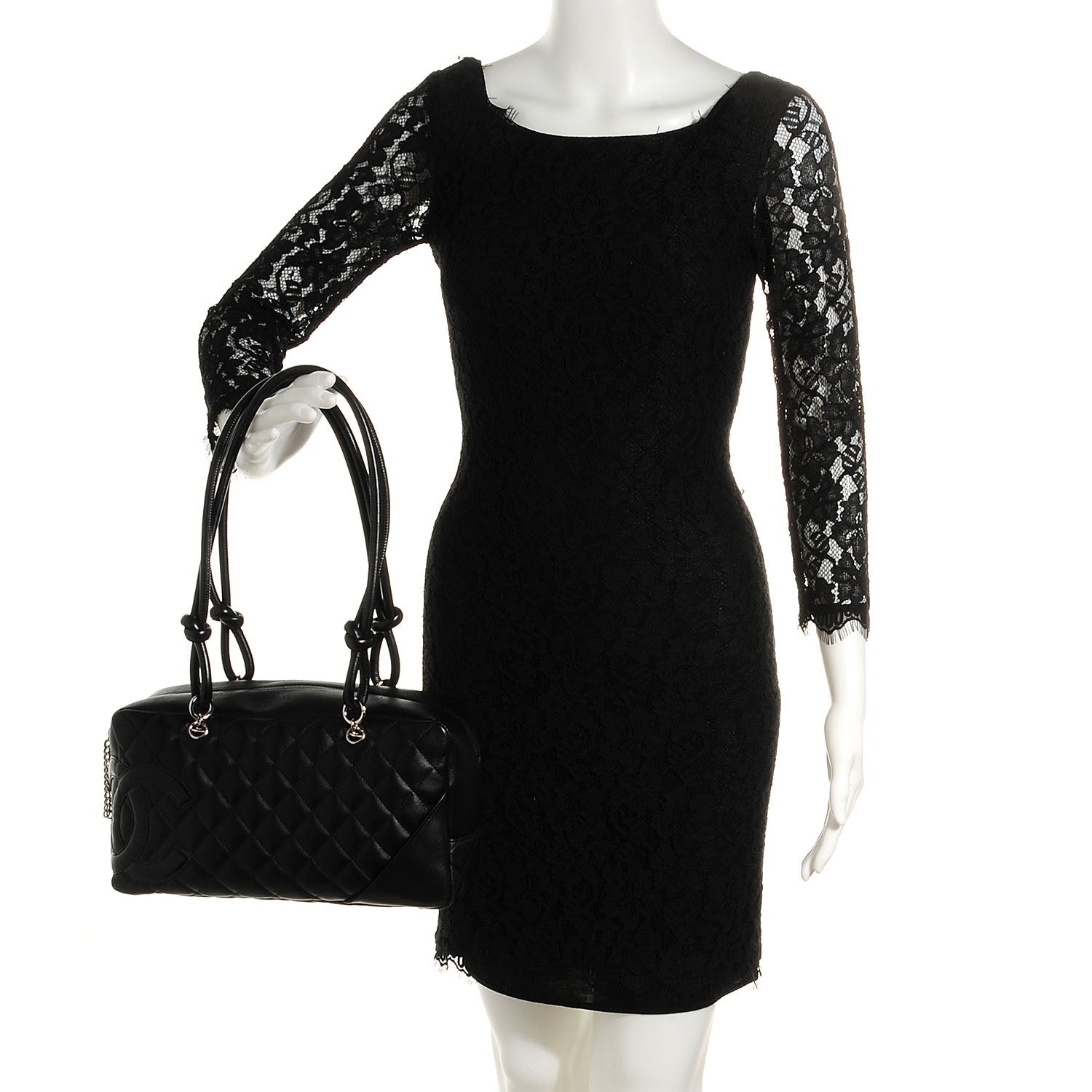 Chanel Calfskin Quilted Large Cambon Bowler Black 2 of 7