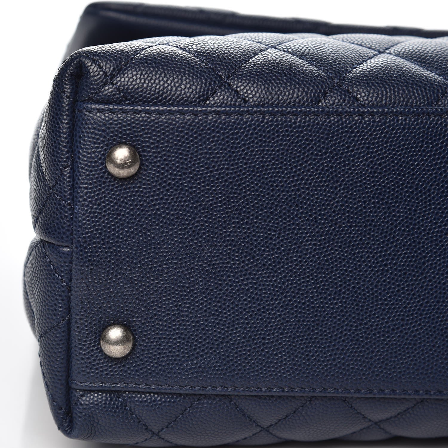 Chanel Caviar Lizard Quilted Medium Coco Handle Flap Navy 8 of 9