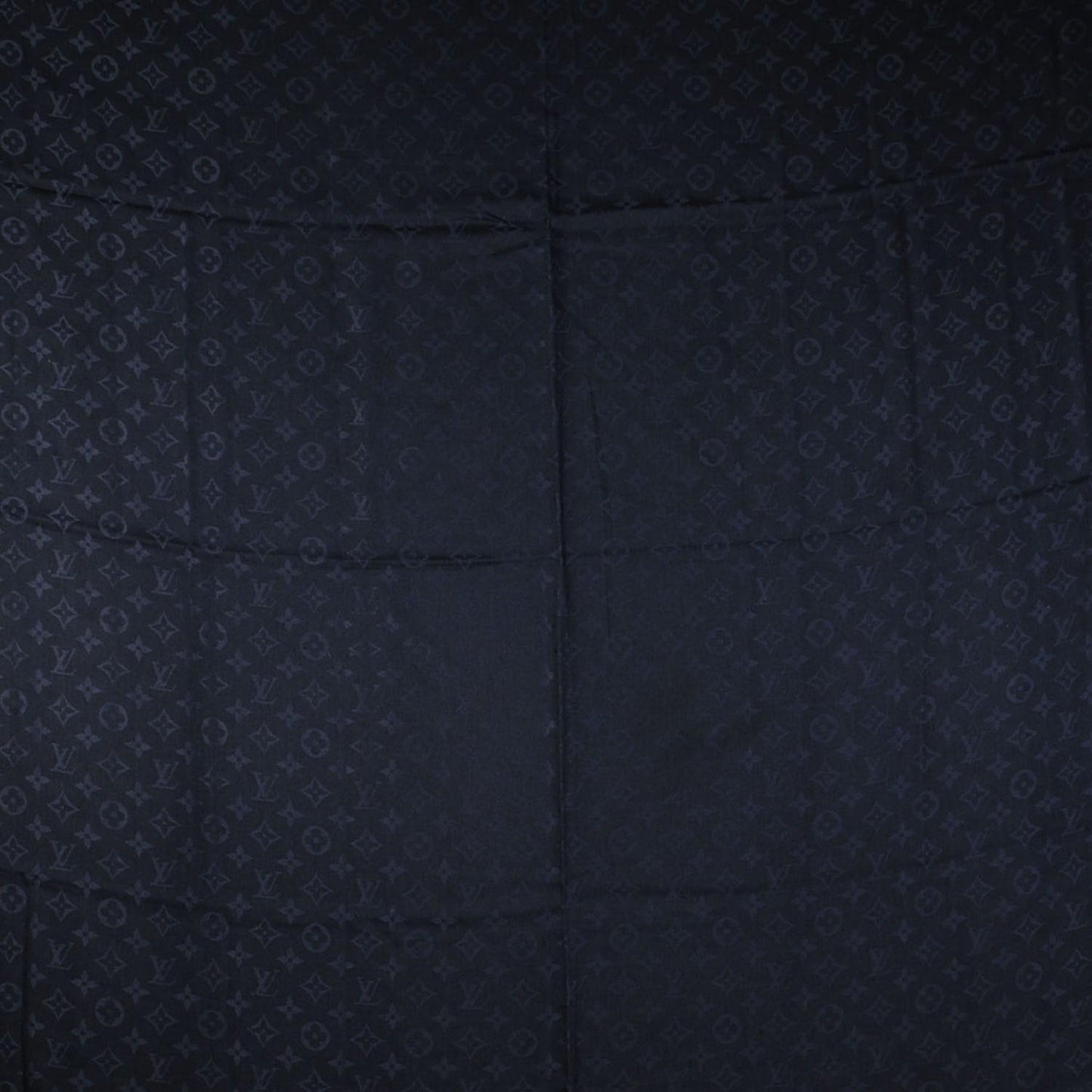 Silk Wool Monogram Shawl Night Blue