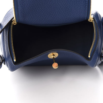 Hermes Taurillon Clemence Mini Lindy 20 Deep Bleu 5 of 11