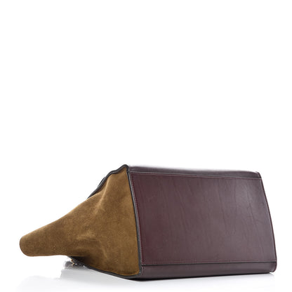 Celine Smooth Calfskin Suede Medium Tri-Color Trapeze Burgundy 5 of 16