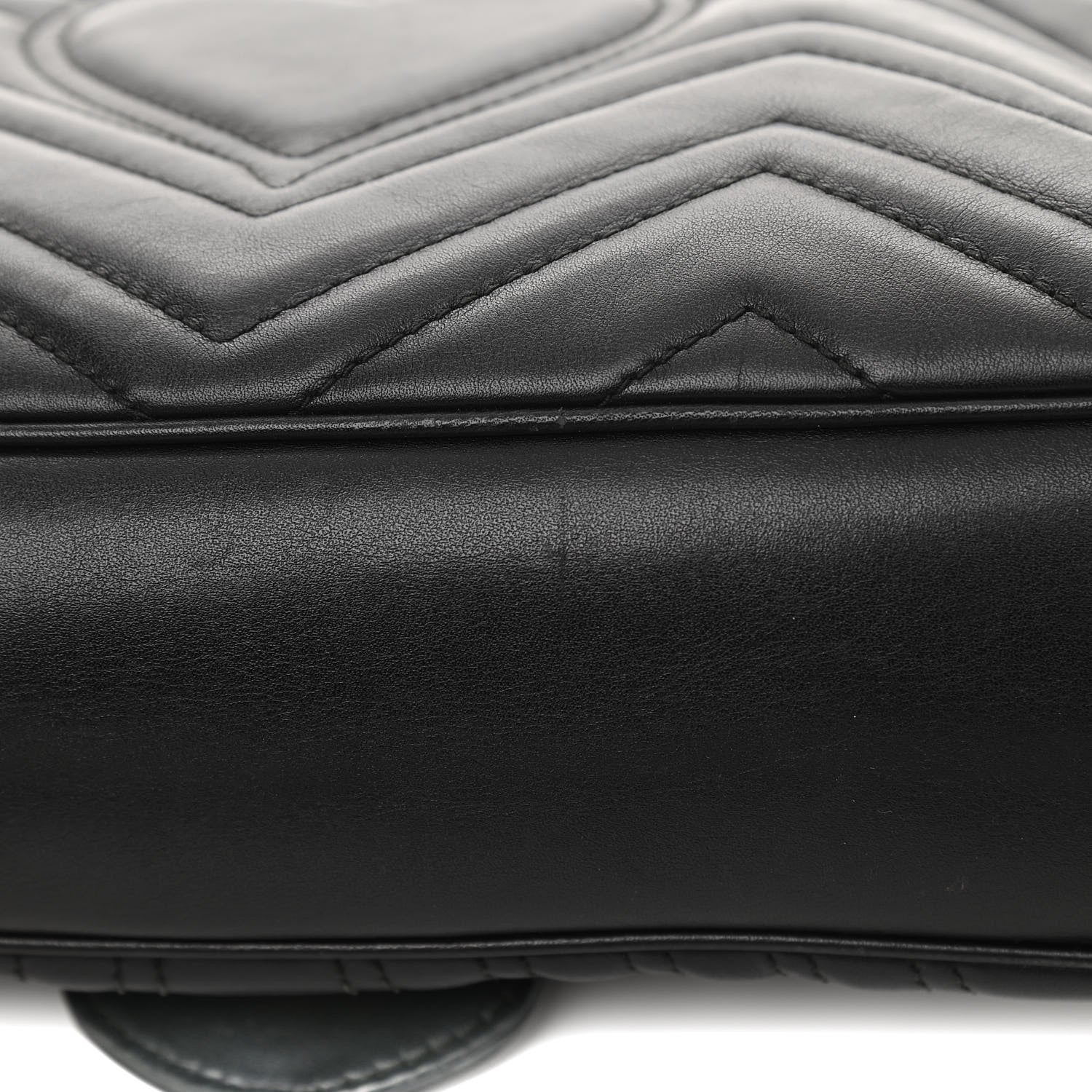 Gucci Calfskin Matelasse Medium GG Marmont Shoulder Bag Black 12 of 15