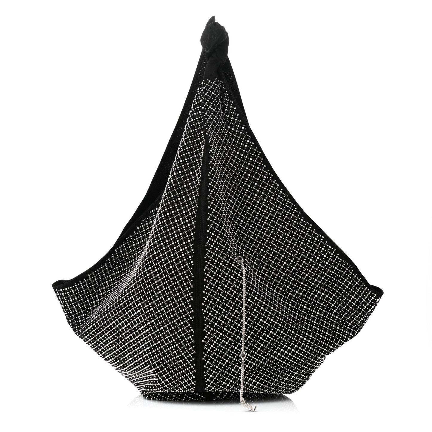 Suede Studded Hobo Bag Black