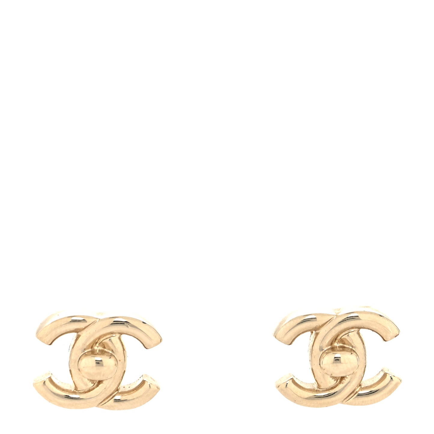 Metal CC Turnlock Earrings Gold