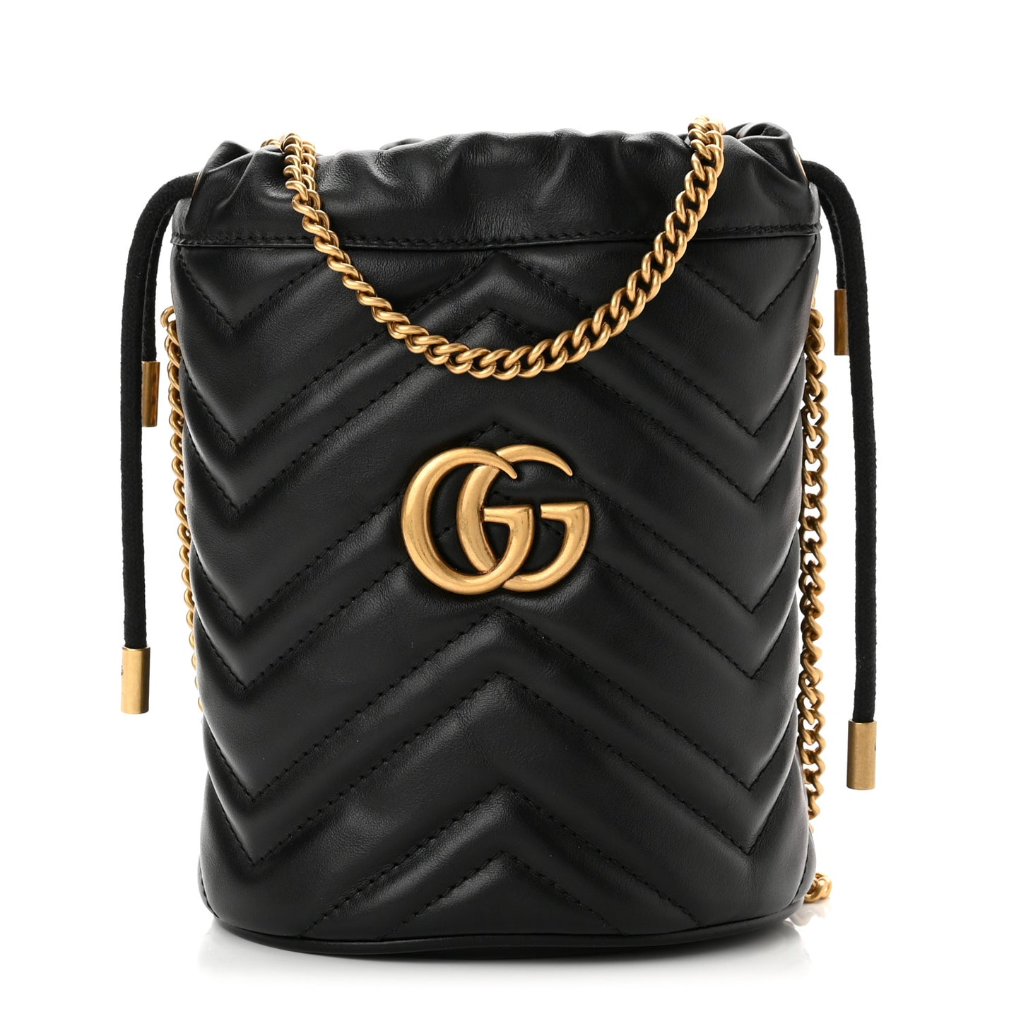 Calfskin Matelasse Mini GG Marmont 2.0 Bucket Bag Black