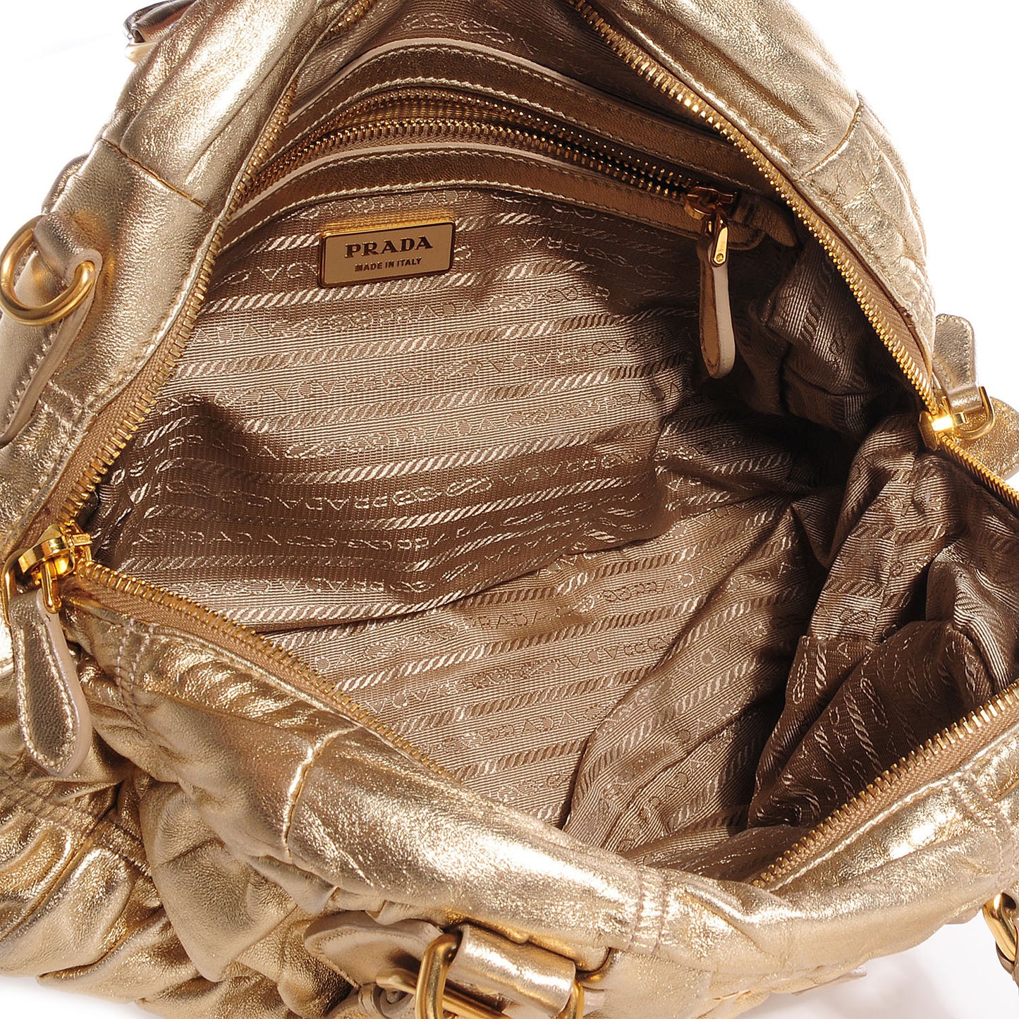 Nappa Gaufre Dome Satchel Platino
