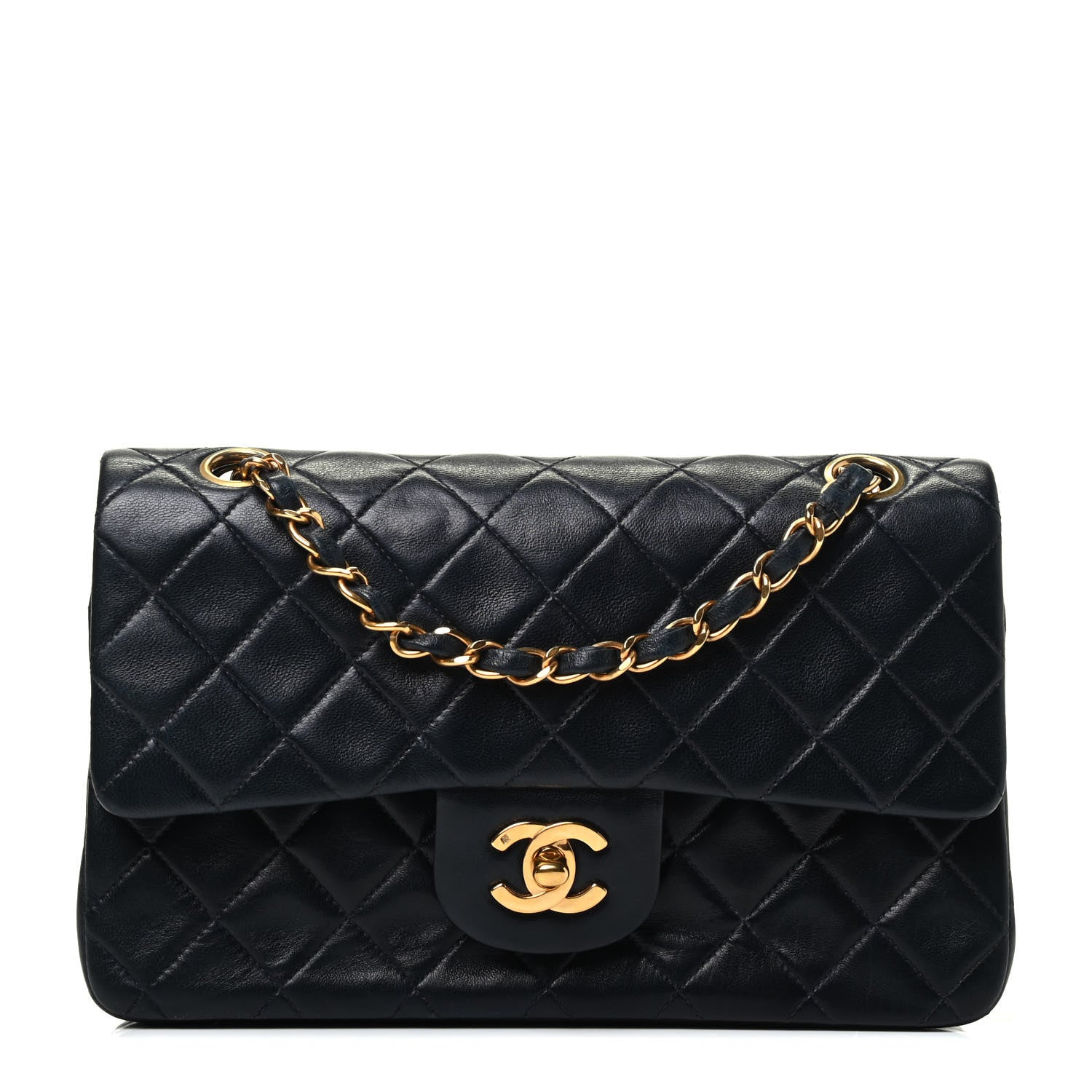 Chanel Lambskin Quilted Small Double Flap Navy 1 of 9