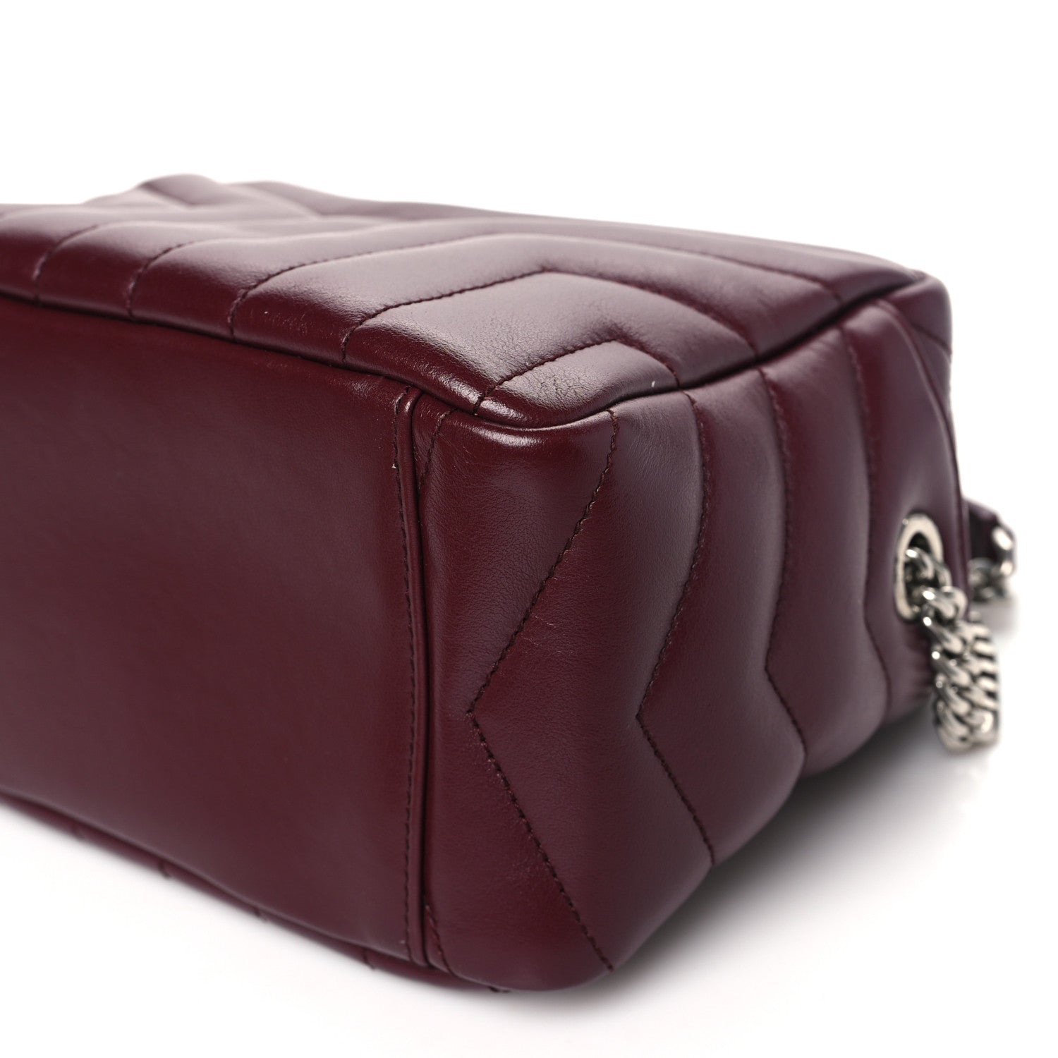 Saint Laurent Calfskin Y Quilted Monogram Small Loulou Bowling Bag Rouge Legion 10 of 10