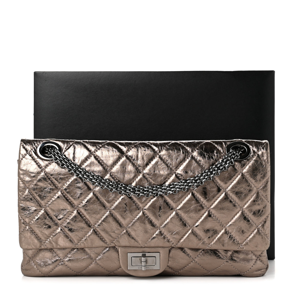 Chanel Metallic Aged Calfskin Quilted 2.55 Reissue 228 Flap Dark Silver 11 of 11