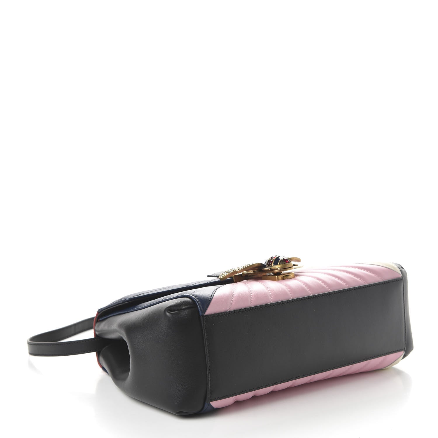 Gucci Calfskin Bamboo Trapuntata Queen Margaret Top Handle Bag Blue Agata Hibiscus Red Mystic White Sugar Pink 5 of 11