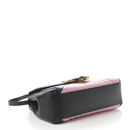 Gucci Calfskin Bamboo Trapuntata Queen Margaret Top Handle Bag Blue Agata Hibiscus Red Mystic White Sugar Pink 5 of 11